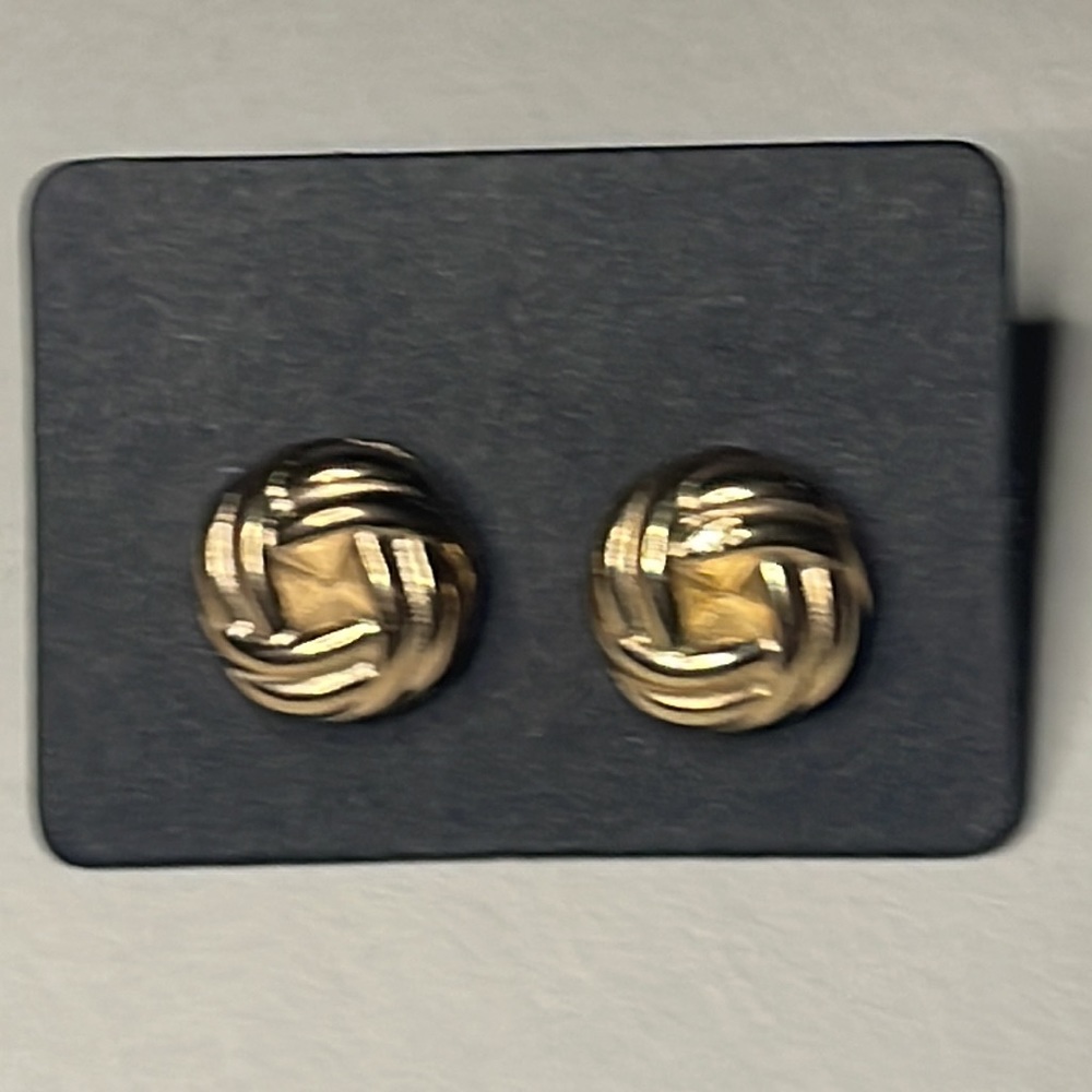 Vintage Infinity Love Knot 14k Gold Plated Rhodium Hypoallergenic Stud Earrings - Picture 10 of 12